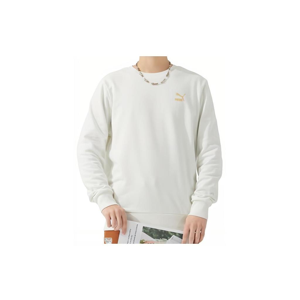 Puma Solid Color Casual Crew Neck Long Sleeve Sweatshirt Unisex Sweatshirt White 625825-65