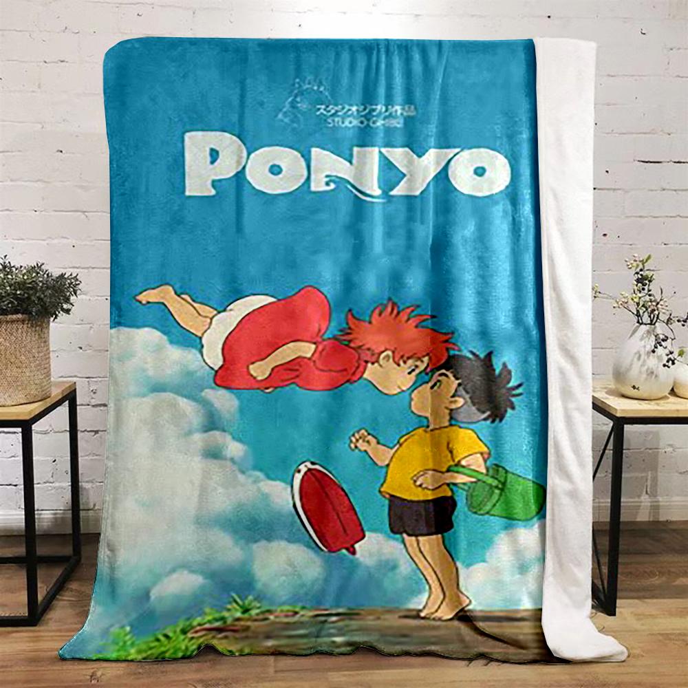 Ponyo Studio Ghibli Poster Lightweight Throw Blanket Cozy Blanket for Bed Sofa Gift for Fans