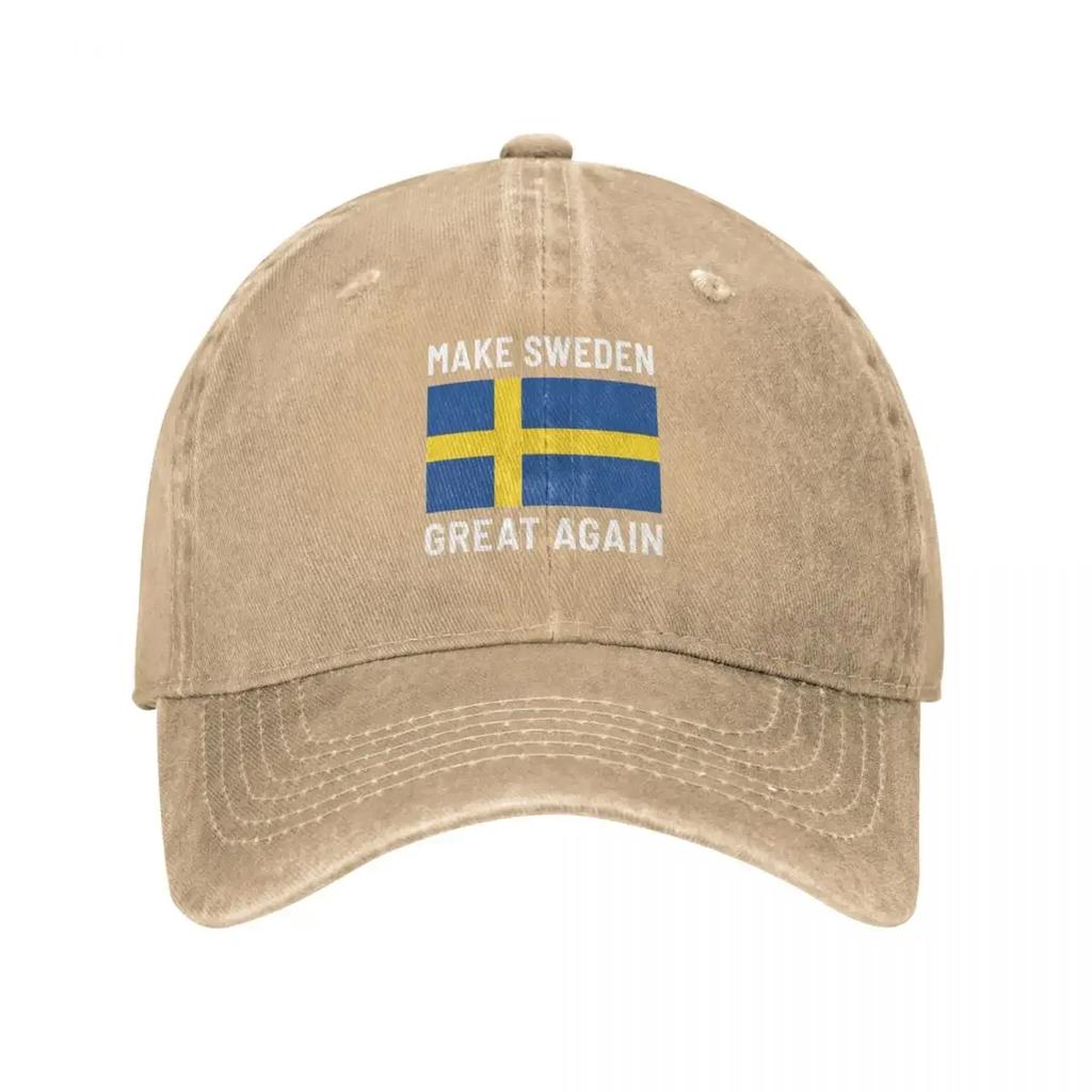 Make Sweden Great Again Sport Retro Denim Washed Baseball Caps Men Cowboy Activities Hats Hiking Peaked Cap
