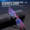 1pc Frameless Reading Glasses with Fashionable Diamond Cut Edge Design and Anti Blue Light Lens for Women