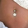 SHIXIN 2026 Summer New Stainless Steel Drip Oil Flower Pendant Navel Piercing Women Sexy Gold Color Zircon Piercing Body Jewelry