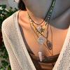 White Crystal Beaded Stars Moon Sun Necklace Women's Retro Ethnic Style Collarbone Chain Fashionable and Simple Item Decoration