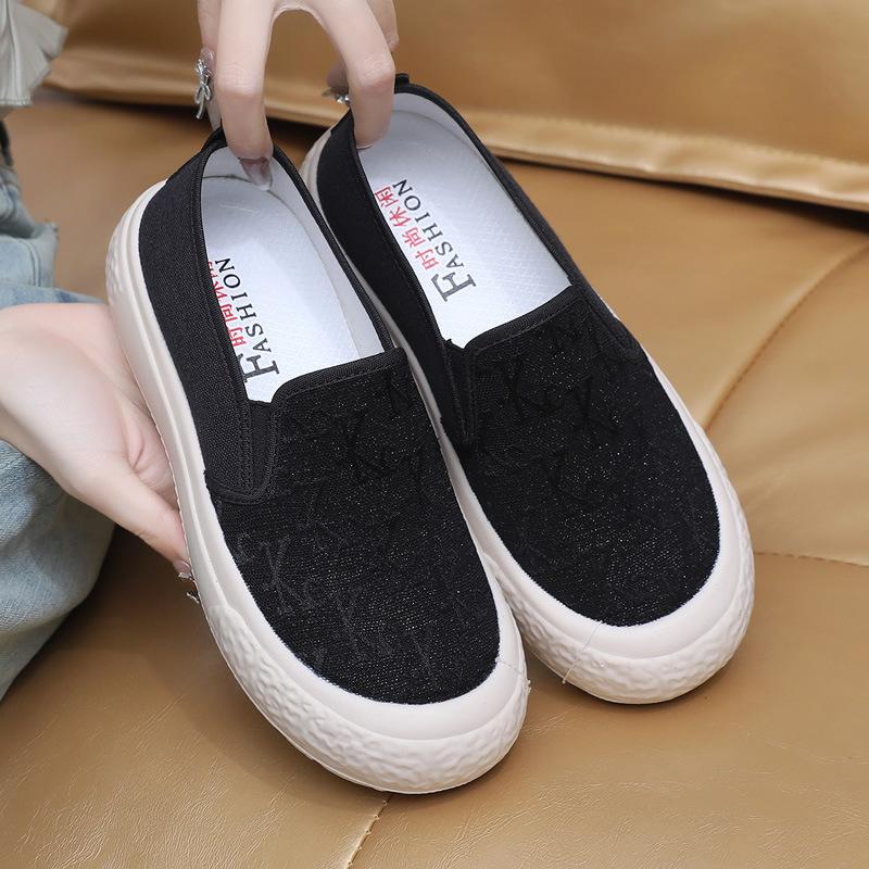 Женские летние слипоны на плоской подошве из парусины 2026 года Повседневная обувь для женщин, удобная для ленивых, женские кроссовки для женщин