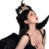 Костюм Ангела Лолита на Хэллоуин, набор: Белые Черные Крылья с Нимбом и Перьями