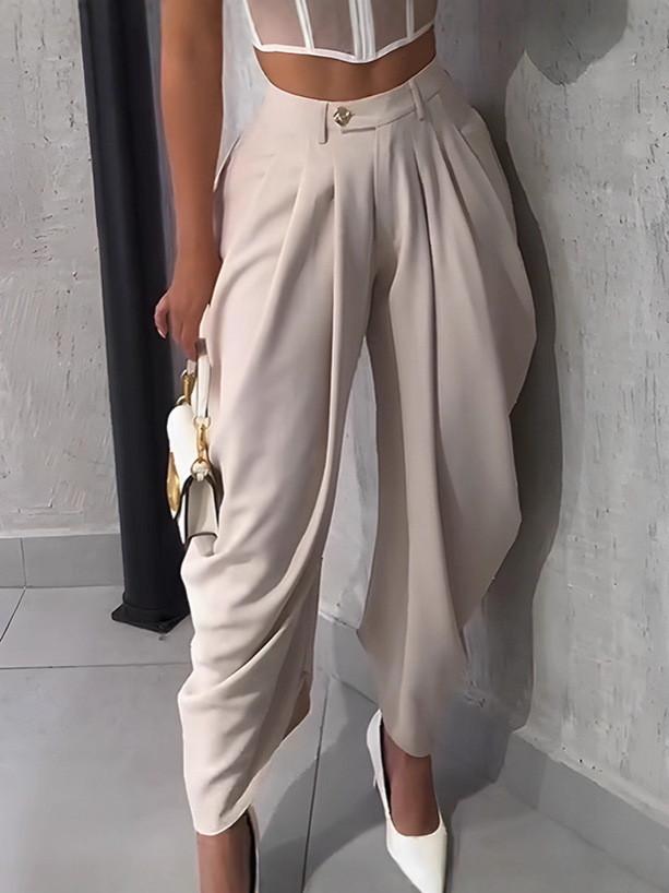 Urban Street Womens Relaxed Wideleg Pants With Polyester Fabric For Casual Wear