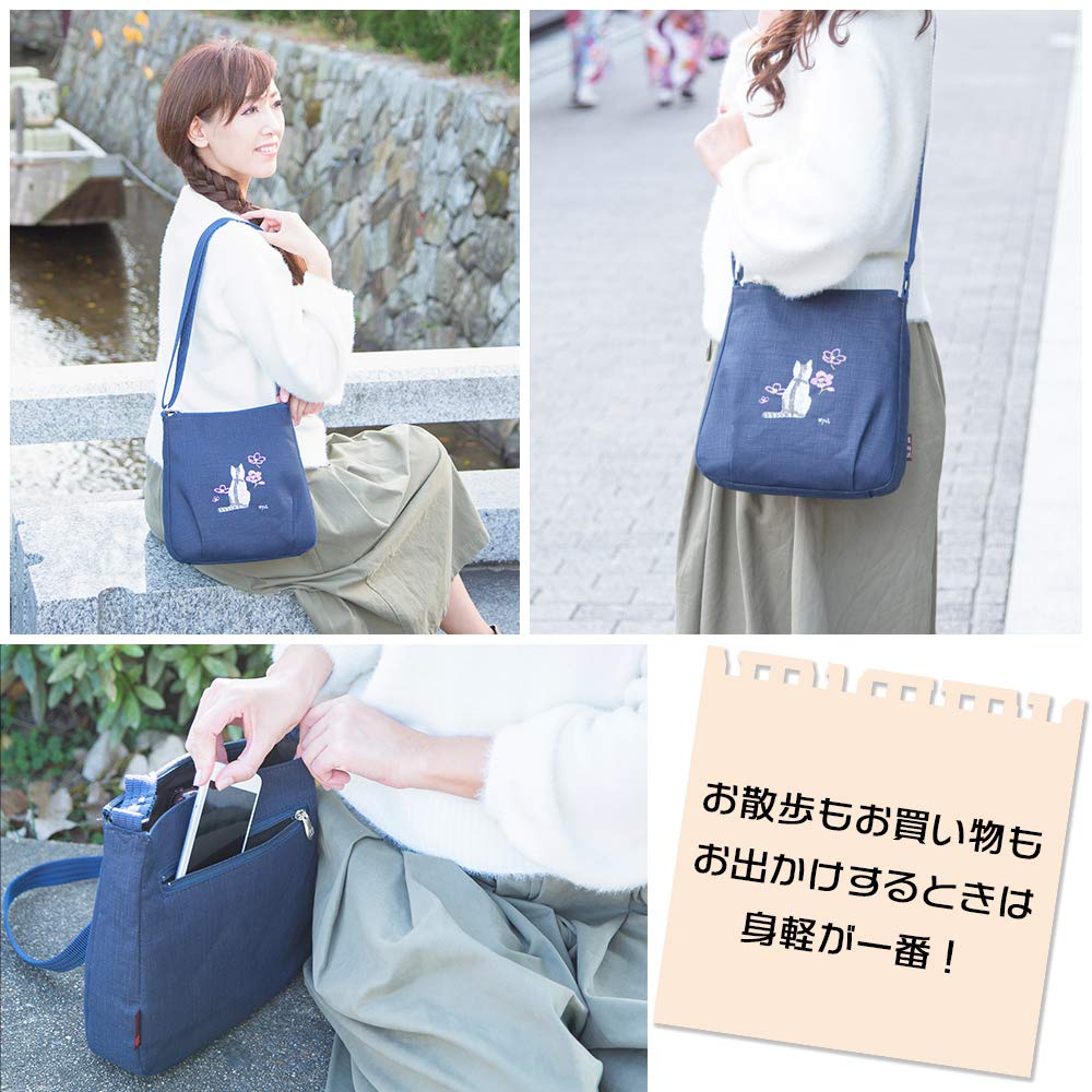 Сумка через плечо из японского хурмы Shibu Cat Kyoto Birthday [creareki] женская сумка, сумка, легкая, маленькая, Япония, стиль, индиго, окрашенная,