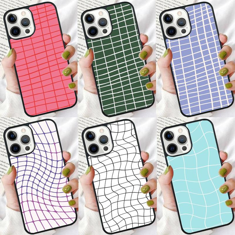 Wavy Grid Phone Case For iPhone 17 Air 16 pro max 15 14 plus 12 13 Soft Bumper Shell Cover coque