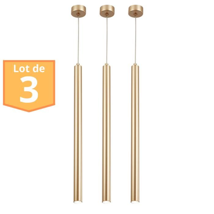 Lot de 3 suspensions tubes design doré G9 10W IP20