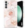 Protective Case - BOOLING - for Samsung Galaxy S23 FE - Pink Marble Pattern - Shockproof - 360° Rotating Ring
