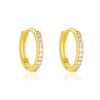 Sleek Pavé Huggie Hoop Earrings - Sterling Silver Yellow Plated