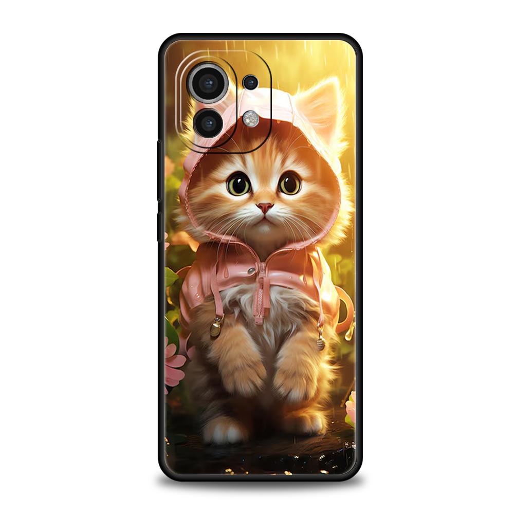 Cute Detection Cat Phone Case Cover for Xiaomi Mi 15 14 13 12 11 Ultra 14T 13T 12T 11T 10T Pro Lite 5G Soft TPU Fundas Shell Bag