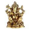 Идол Лорда Ганеши из латуни Аштадхату, Ganpati, Gajanan Murti, Золотой - 3 дюйма