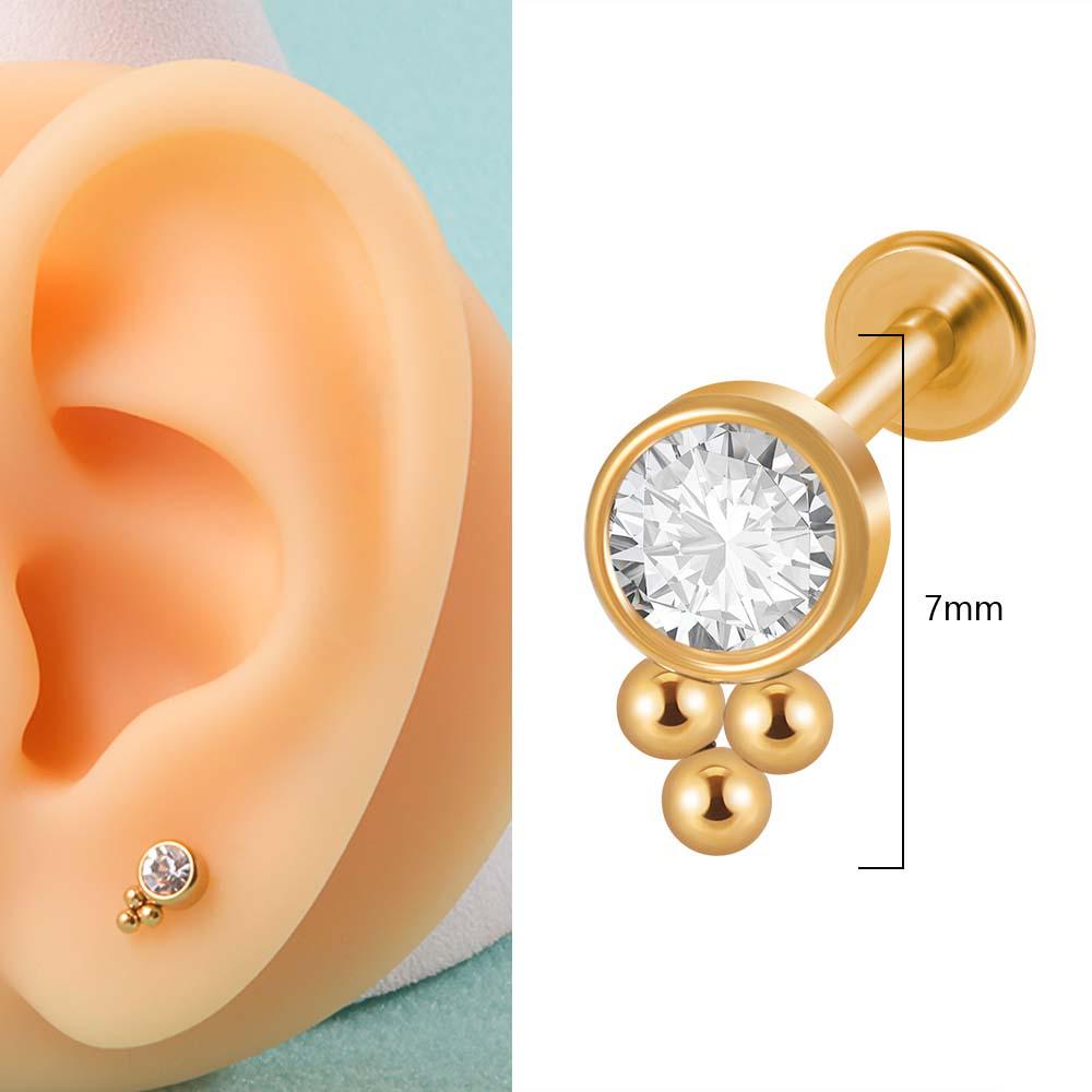 Титан G23 и сталь 16G Кольцо для губы-треугольника с драгоценным камнем CZ, серьга-кристальный кластер