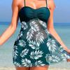 2Pcs/Set Women Summer Swimsuit Set Adjustable Straps Print Mesh Hem Bandeau Tops