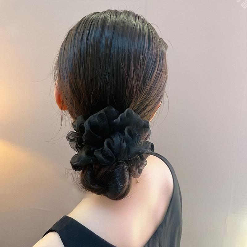 Ruffle High Elastic Hair Bands Girls French Vintage Elegant Hairbands Ribbon Hair Ties Women Girls Cute Hair Styling Accessories