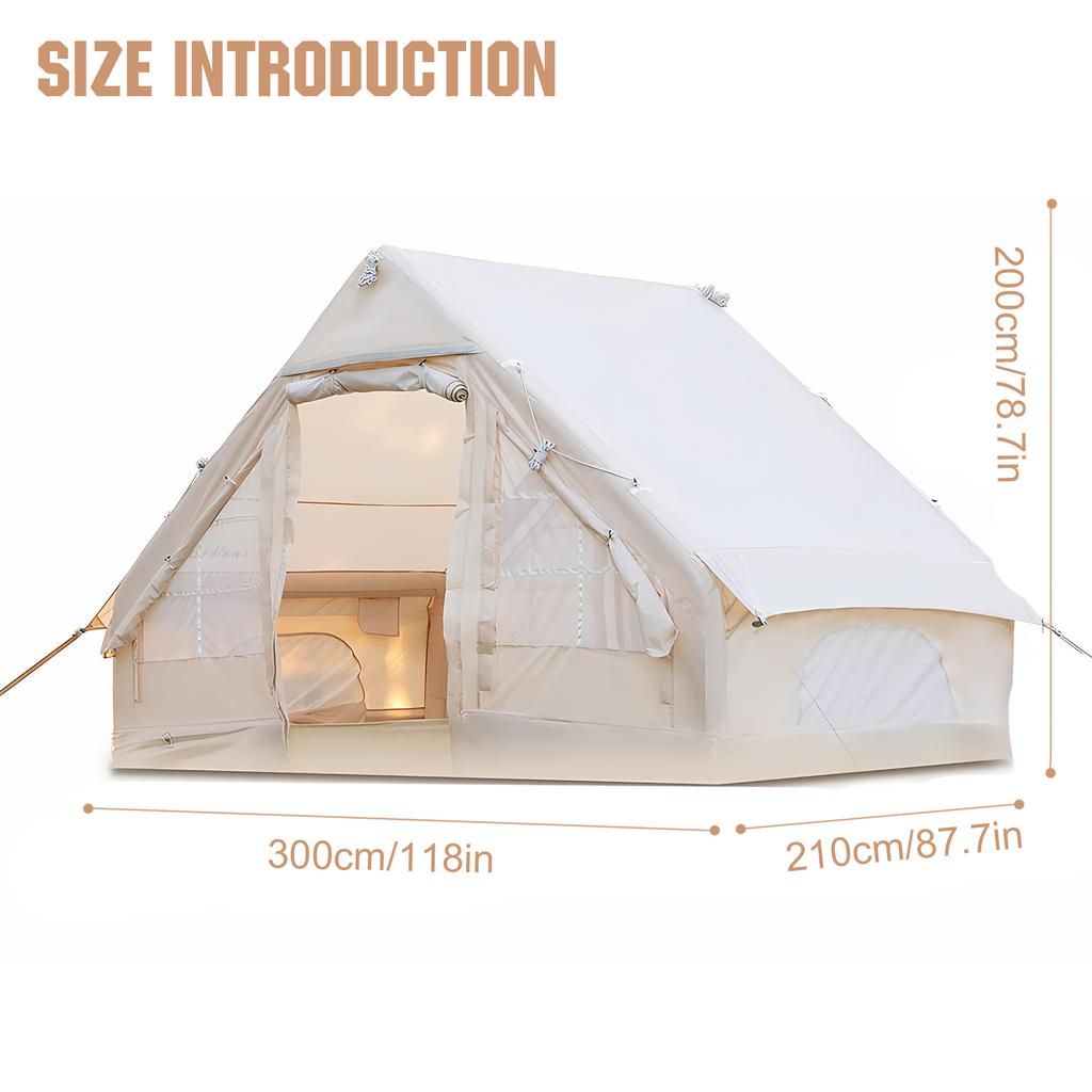 Self-Inflating Camping Tent with Hand Pump 4-6 Person Spacious Camping Cabin Waterproof Foldable Prefabricated House for Outdoor