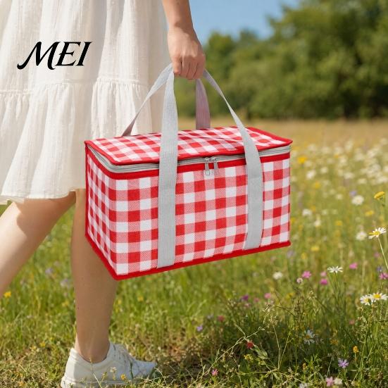 Waterproof Picnic Bag Insulated Bag, Foldable Thermal Lunch Basket for Outdoor, Heavy Cooler Duty Aluminum Foil Food, Camping Accessory Durable
