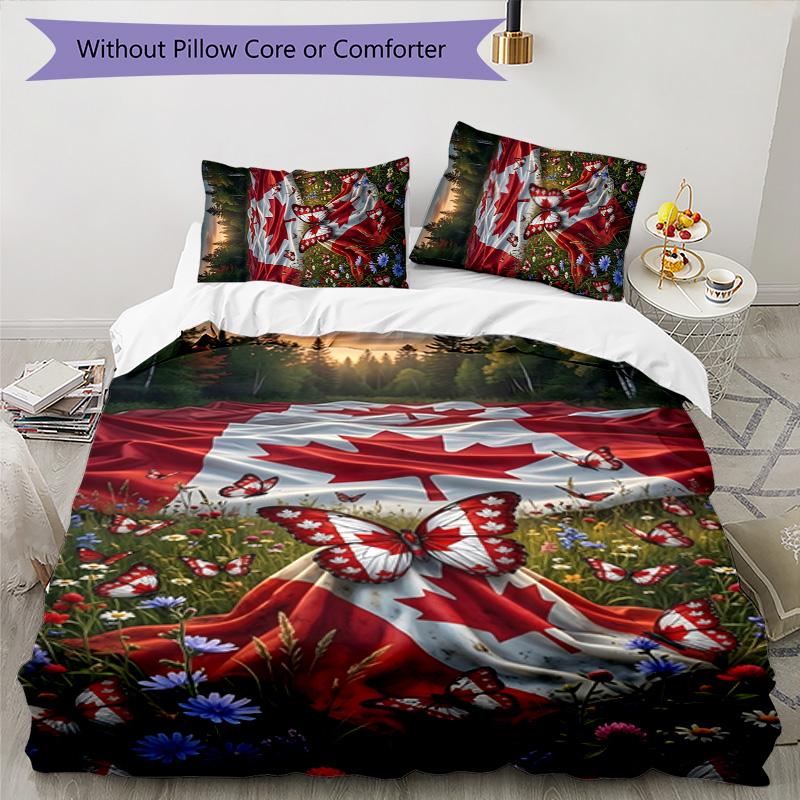 Canada 3pcs Bedding Set Duvet Cover Closure Includes 1 Duvet Cover & 2 Pillowcases for All Seasons Bedroom Home Dorm Decor