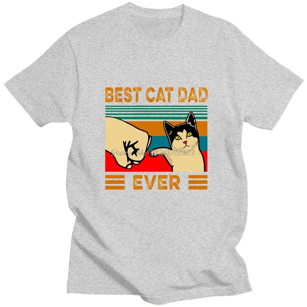 Мужские футболки премиум-класса Best Cat Dad Ever Paw Fist Bump Fit Vintage Cotton High Quality Black Casual Korean Fashion New Tshirt Tops
