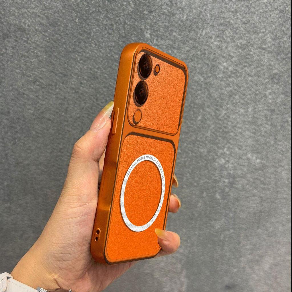 Улучшенный защитный чехол с большим объективом для Vivo Y29t 5G, Y29s 5G, Y04, Y04s. Роскошный кожаный чехол с магнитным кольцом.