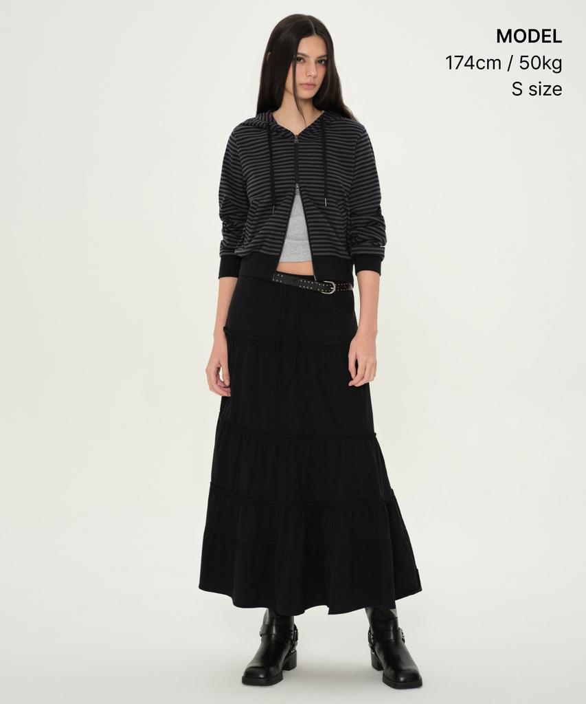Musinsa Standard Woman Women'S Jersey Tiered Long Skirt [Black]