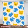 Cute Yellow Bear & Blue Monstera Leaf Curtains Set of 2 Rod Pocket Light Filtering Privacy Curtains for Kids Room Living Room