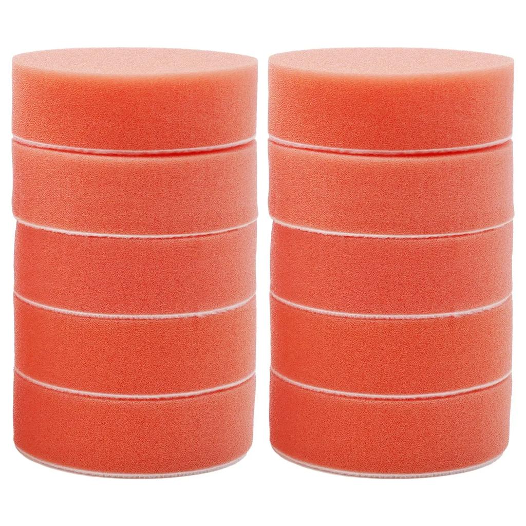 10PCS Sponge 75mm Car Roundness Polishing-Sponge Orange Smooth Flat Sponge Polishing Pad Orange Polishing Disc