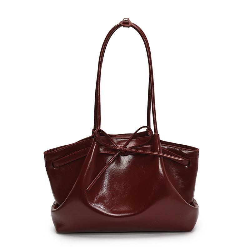 Цвет Однотонный Простой Декор в виде банта Плиссированный дизайн Женская Повседневная Сумка на плечо Тоут