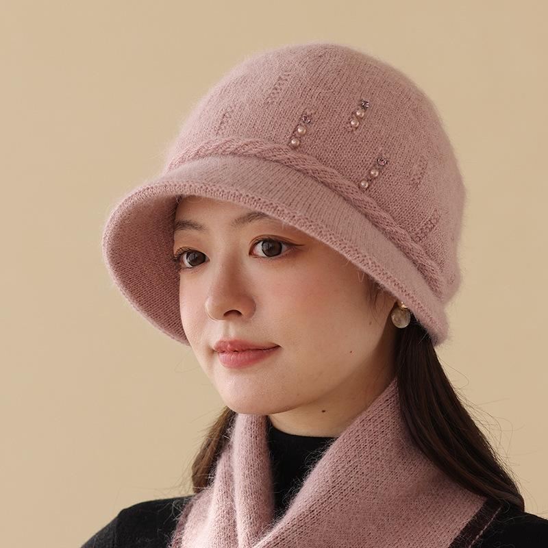 Hat Ladies Knitted Wool Hat Fashion Thermal Hat Peaked Hat Autumn and Winter New
