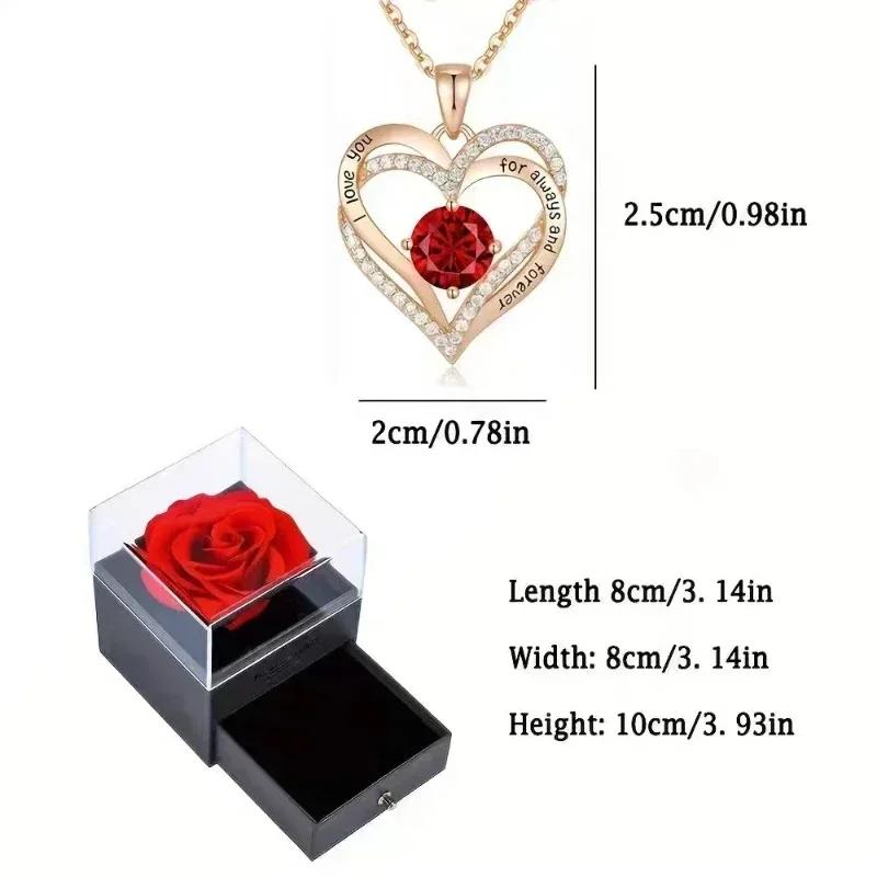 Elegant Preserved Rose Box with Jewelry Drawer for Mothers Day Birthday Anniversary Gifts and Special Keepsake Present for Her