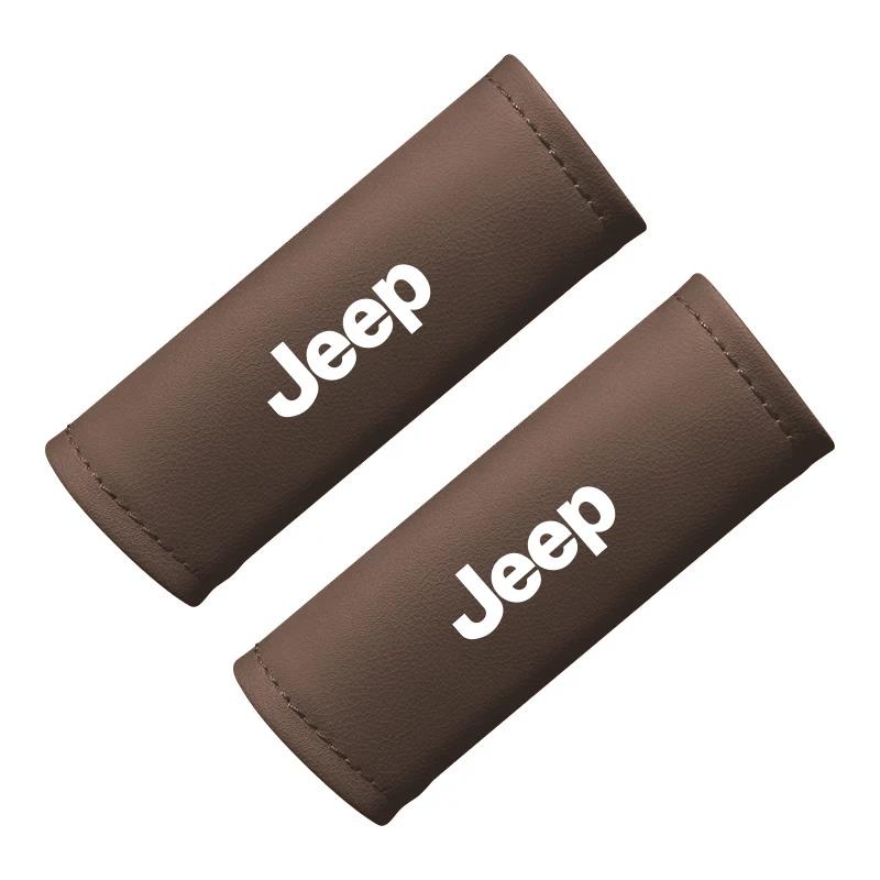 For Jeep 2Pcs Leather Car Door Armrest Cover Roof Handle Covering For Jeep Grand Cherokee Wrangler JK Gladiator Compass Reneg