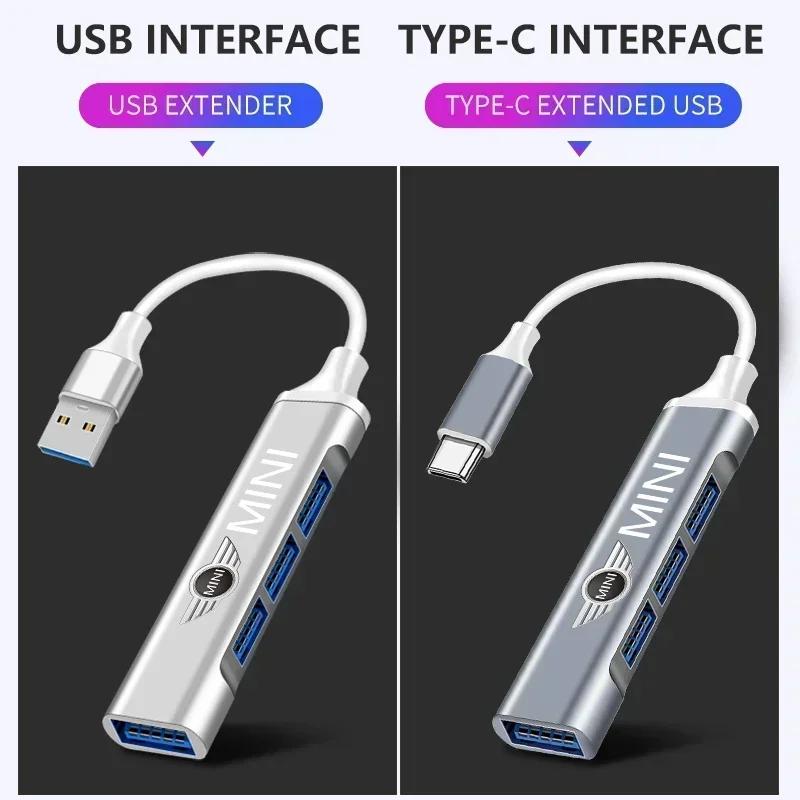 CCL1 Cars X4 X5 X6 2025 For BMW MINI 1pcs Car Styling Type-C Turn USB Adapter Multi Port Distributor Hub Car Goods For BMW Mini Coope