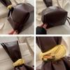 Solid color PU Leather Clutch Bag Side Zipper Pleated Bucket Bag Retro Party Evening Bag  Daily