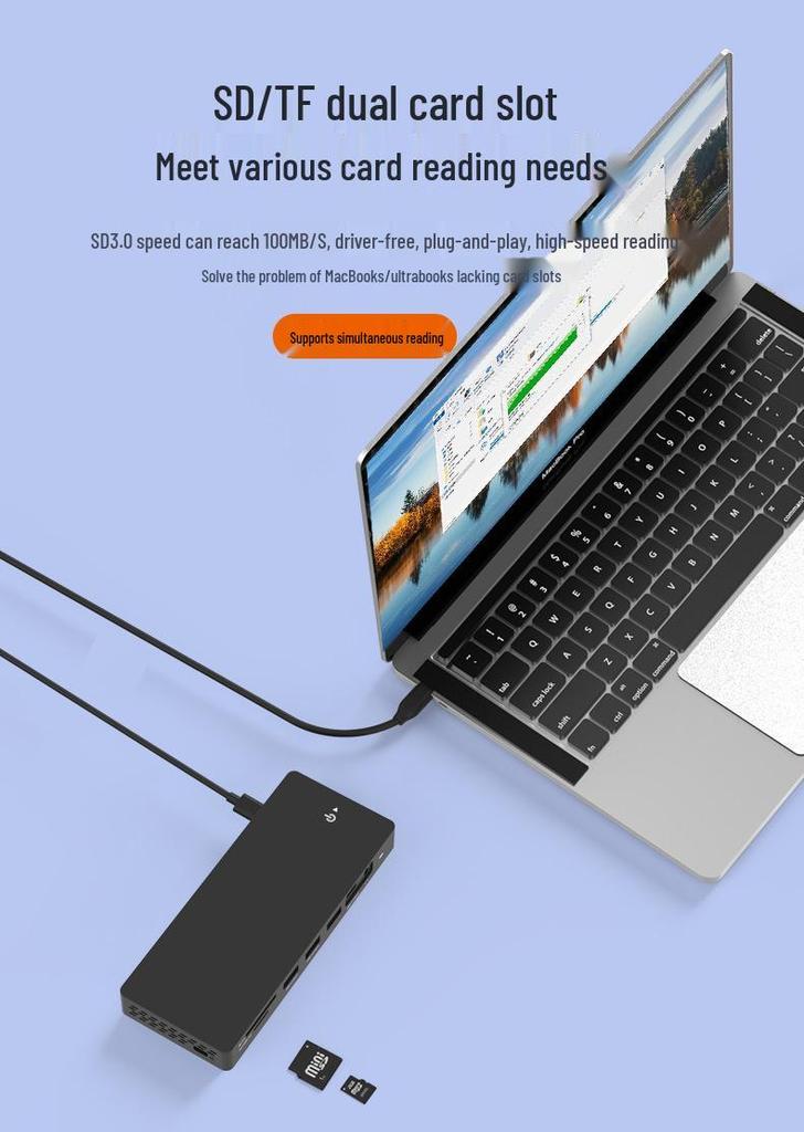 Док-станция USB-C: Двойной DP/HDMI, Четырехэкранный дисплей, Разветвитель USB 3.1, Порт Ethernet, Док-станция для расширения ноутбука
