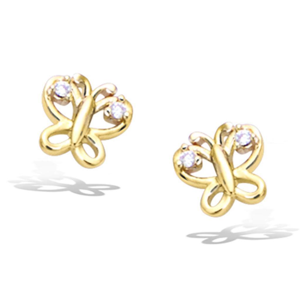 Les Trésors De Lily [Q6836] - Gold Plated Earrings 'Butterflies' White Gold - 6x6 Mm