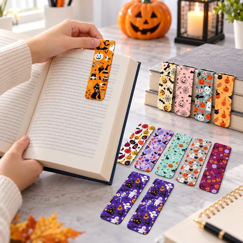 12pcs Foldable Design Magnetic Bookmarks Halloween Style Reading Mark Tools Holiday Gifts