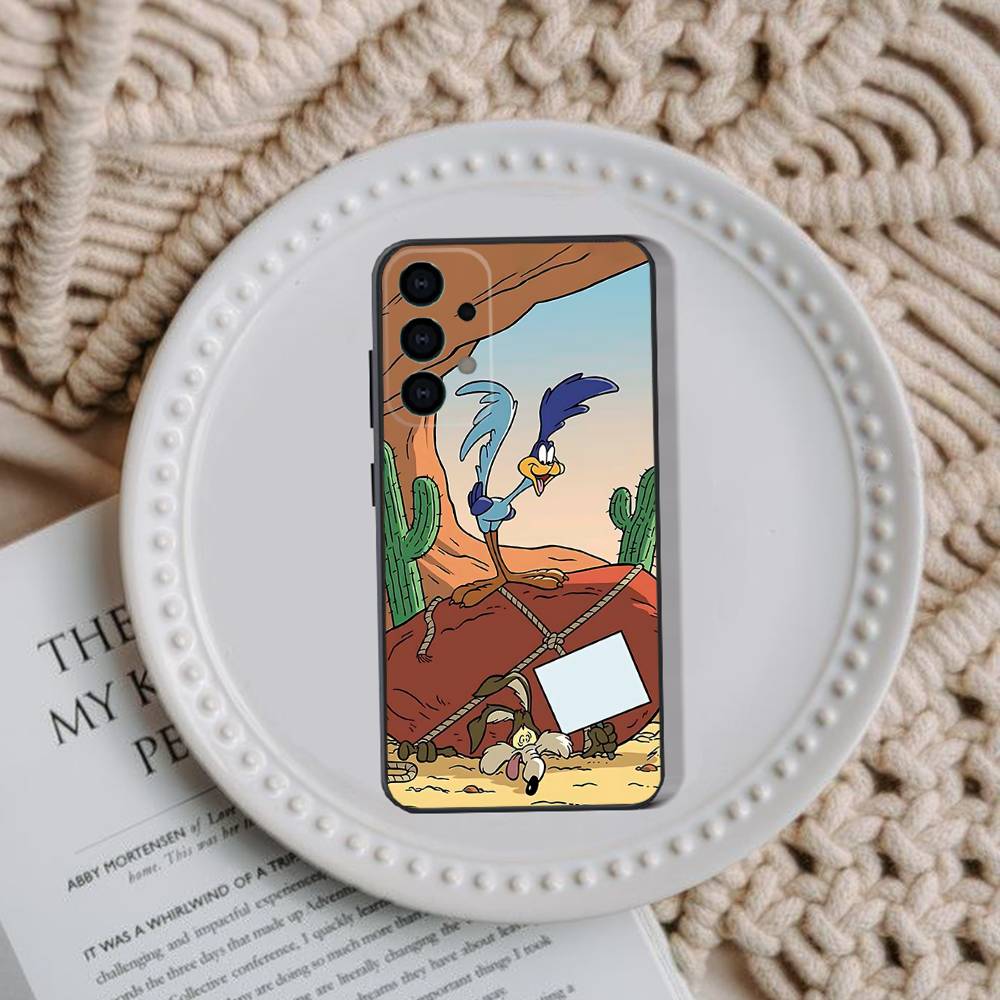 Чехол для телефона Road R-Runner Willy C-Coyote для Samsung Galaxy A73,31,32,72,41,53,52,71,22,5G,Note,J7,8,9 Мягкая черная крышка
