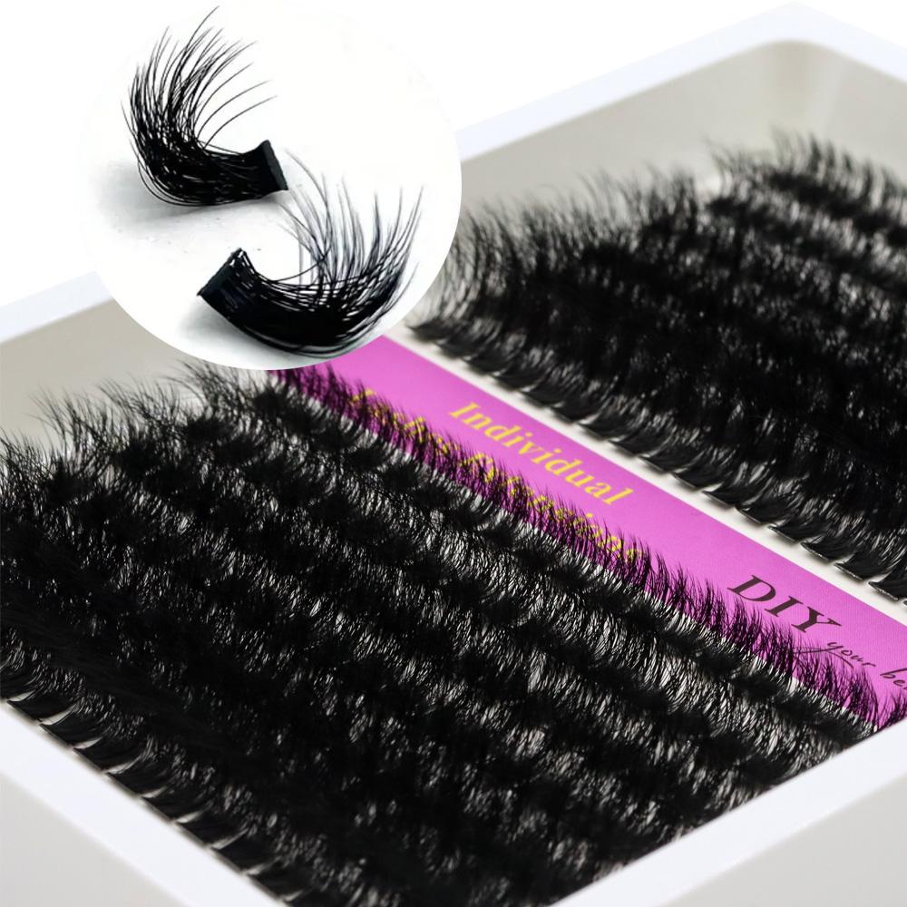 14 термоплавких пушистых сегментированных накладных ресниц, 80/100D CC/D/DD, завивающиеся ресницы с кисточками могут продлить ресницы