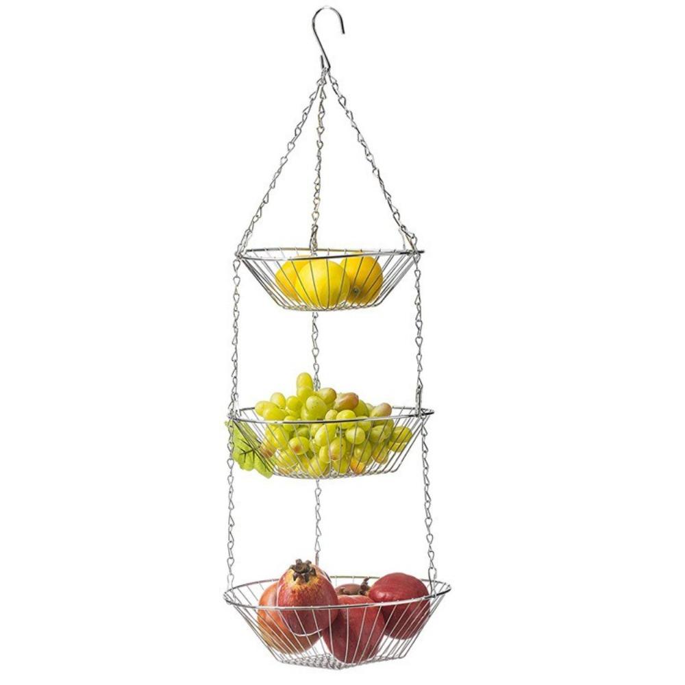 Three Tier Snacks Storage Basket Nordic Flowers Basket Storage Rack  Kitchen Supplies