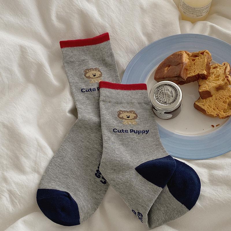 Женские весенне-осенние цветные полосатые милые мультяшные носки-гольфы в колледжском стиле