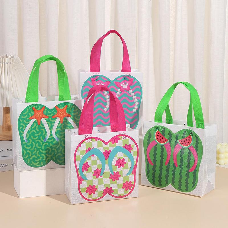 12Pcs Gift Bag Beach Non-Woven Tote Bag Flip Flop Pattern Tote Bag Gift Beach Waterproof Tote Bag Waterproof Multicolor