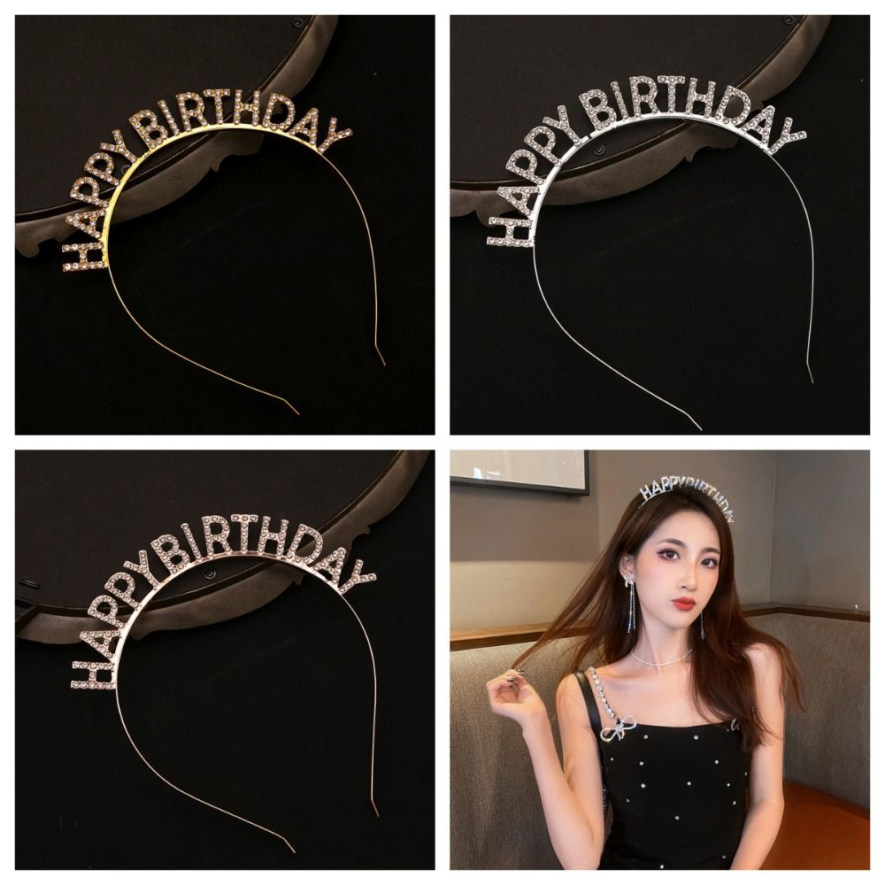Letter Birthday Queen Headband Female Jewelry Birthday Hair Hoop  Party Atmosphere Hat
