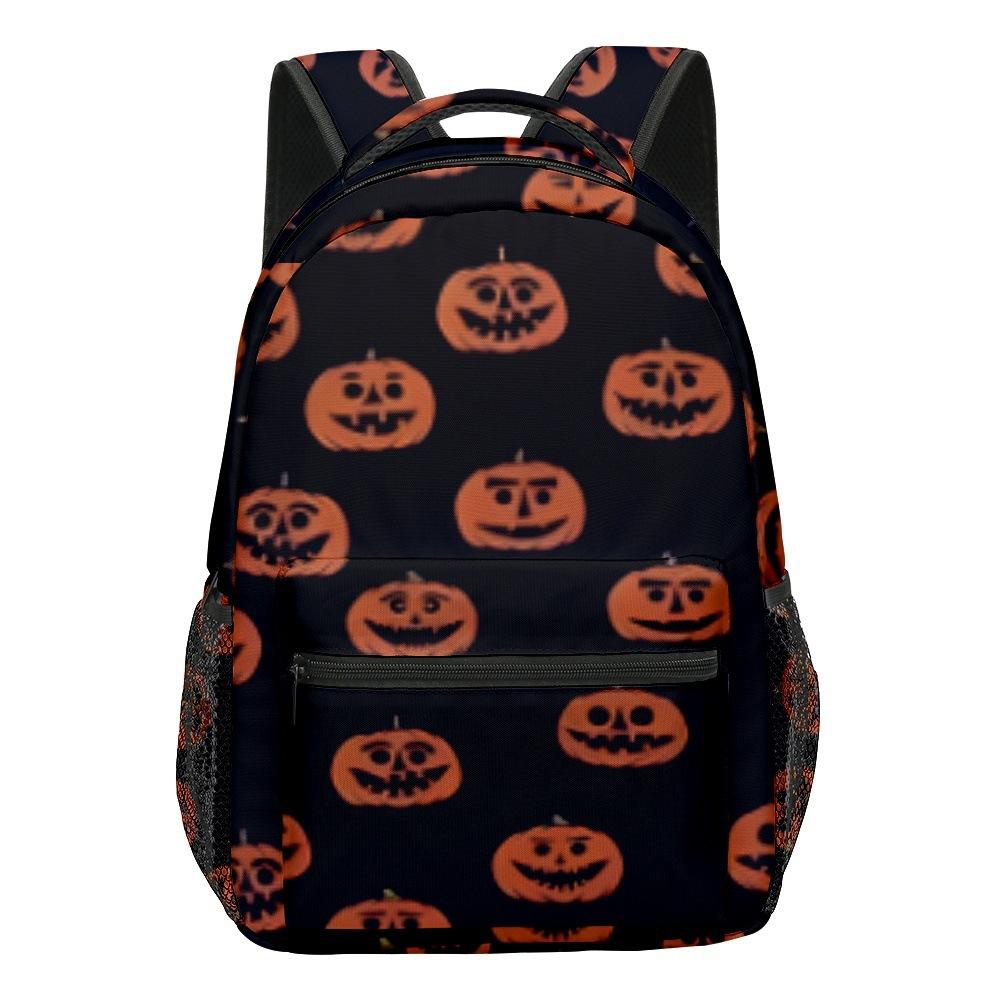 Cartoon Kpop Youthful School Bags Unisex Halloween Pumpkin Travel Bags 3D Print Oxford Waterproof Notebook Shoulder Backpacks