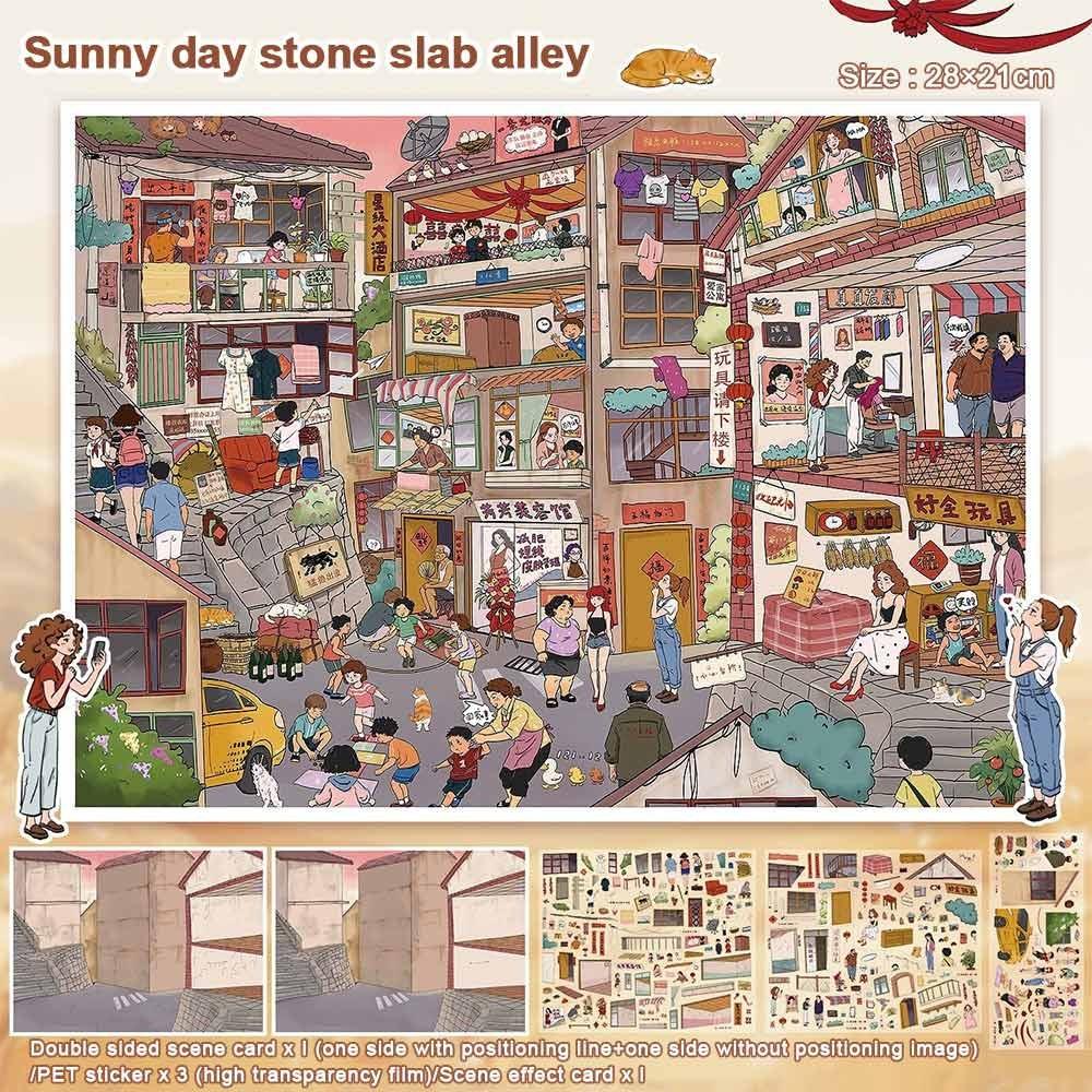 DIY Design Landscape Sticker Kawaii Design Street Scene Sticker Festival Decoration