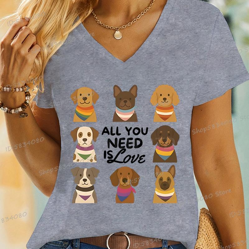 All You Need Is Love Tshirt For Unisex Cute Gift For Lgbtq Dog Mom Casual Tops Lqbtq Pride Tshirts Summer Unisexs Clothing