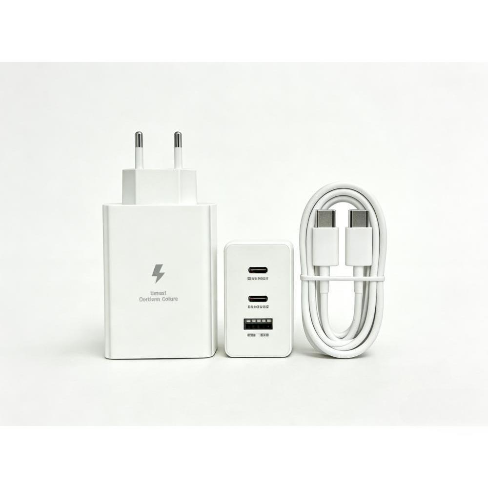 Samsung EP-T6530 65 Вт PD Тройной адаптер питания, EU вилка 2C1A Быстрое зарядное устройство с USB-C кабелями Оригинальный