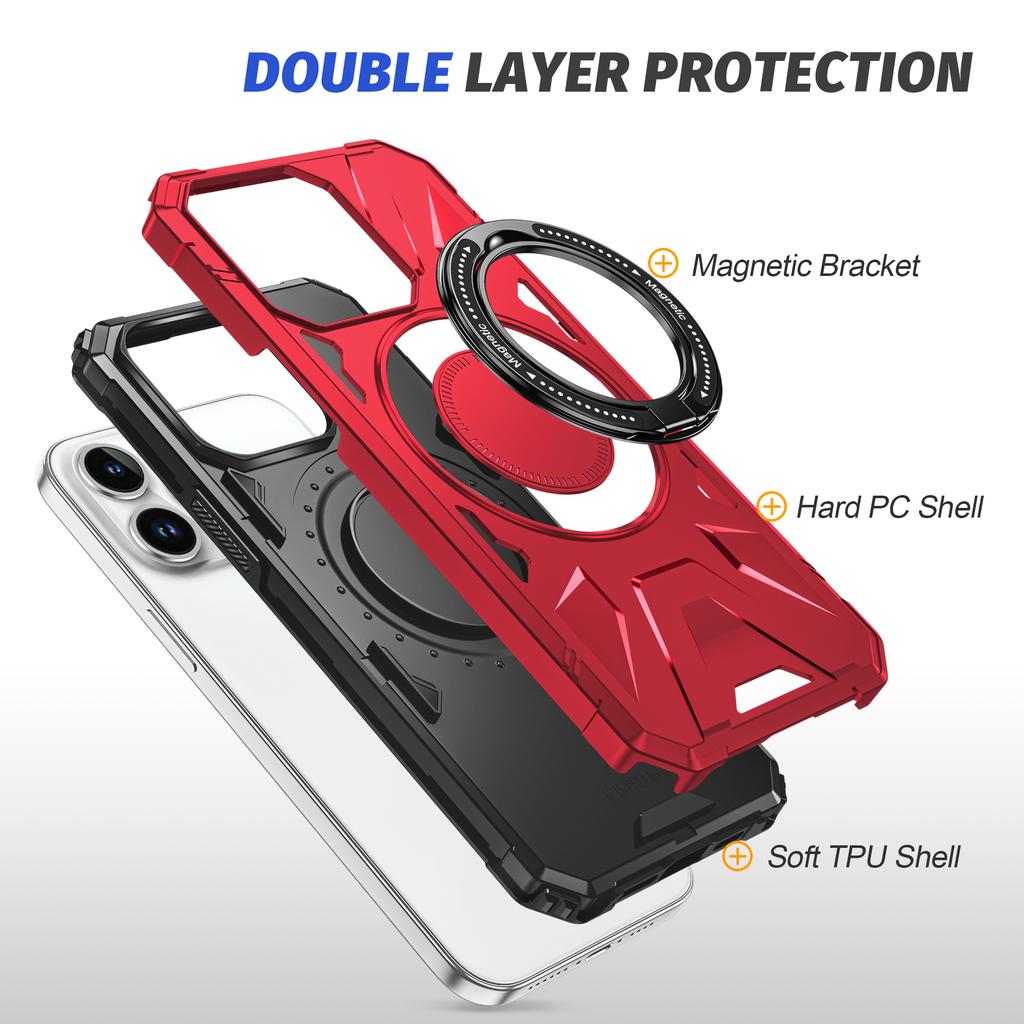 For iPhone 15 Pro Case Anti-fall TPU+PC Phone Cover with Metal Bracket