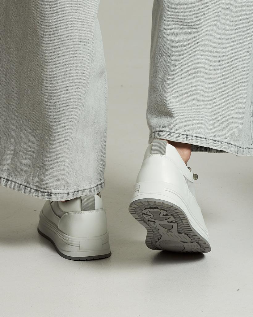 Кроссовки с сеткой на платформе Lonza 185552 36 белые кожа