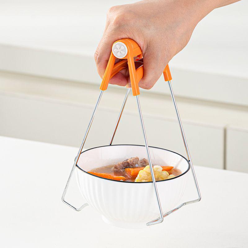 Silicone Anti-Scald Tray Holder: Stainless Steel, Anti-Slip Gripper for Bowls and Plates