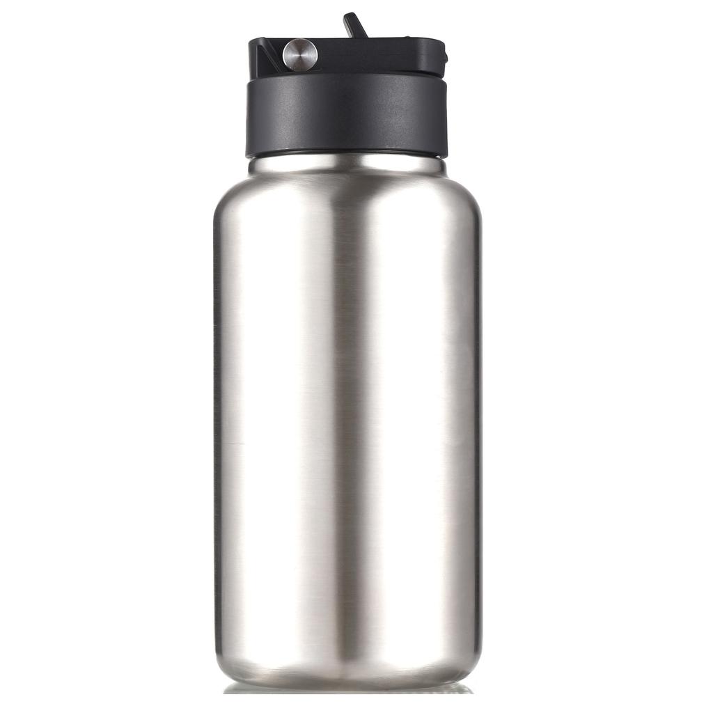 1050ml Stainless Steel Water Bottle Leak Proof Sports Bottle with Straw Lid for Outdoor Camping